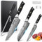 MOSFiATA Damascus Chef Knife Set 3PCS- Professional Sharp 8 Chef Knife 7” Santoku Knife and 5” Utility Knife, VG-10 High Carbon Stainless Steel with Finger Guard, Sharpener Rod Gift Box