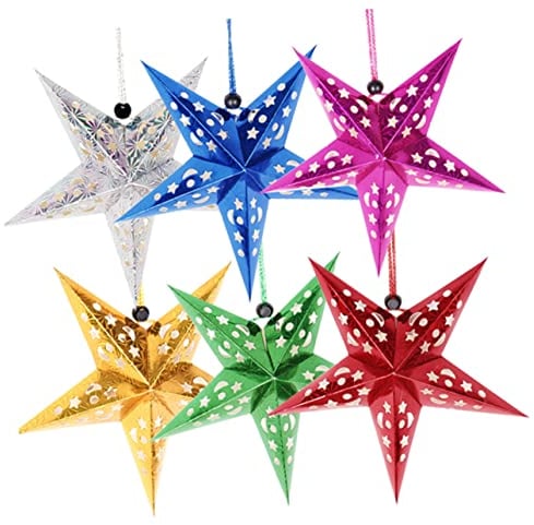 jojofuny 8st Außenstern Beleuchtet Papierlaterne Stern Adventsstern Papier Faltstern Mit Beleuchtung Christbaumanhänger Weihnachtsstern Lampe Weihnachtsanhänger 3d Deckenlampe