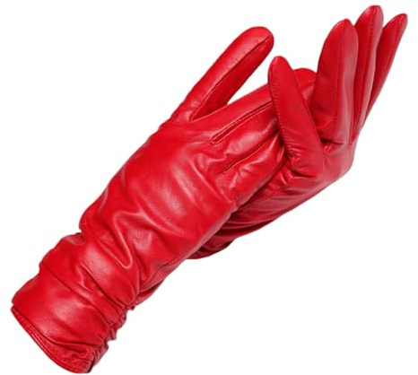 Modische Winter-Lederhandschuhe, kurze Lederhandschuhe, Damen, Handgelenkstraffung, Design, Winter-Lederhandschuhe für Damen