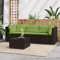 NITCA 4-TLG. Balkon Lounge Klein Rattan,Balkon Ecksofa Klein Braun und Grün,Lounge Klein Balkon,Balkonlounge,Lounge Moebel Balkon Klein mit Kissen,Balkonmöbel Rattan(2xEckteil+Mittelteil+Tisch)