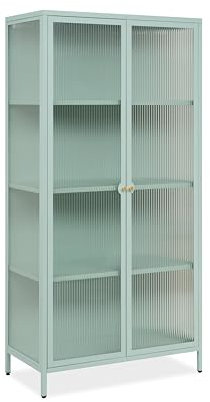 Finori Vitrine, Stahl, mintgrün, Maß: B x H x T ca.: 80 x 160 x 40 cm