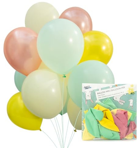 PARTY PARTY 12er Hasen Ballon Mix aus Latex reißfest 30 cm geruchs- und geschmacksneutral Luftballon Deko Kindergeburtstag, Kinder Geburtstag, Ostern Pastell Ballons, Hochzeit