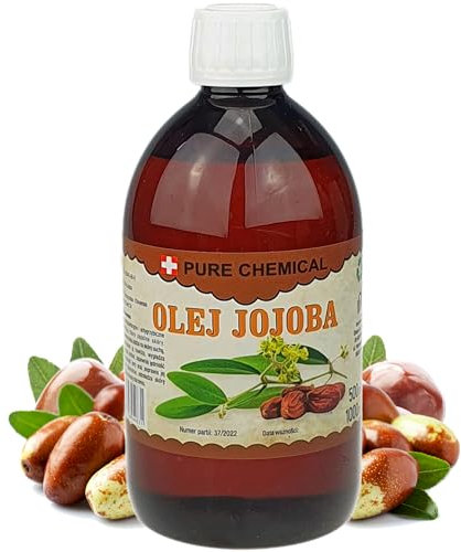 PURE CHEMICAL - Bio Jojobaöl 500ml - Kaltgepresst - Reines - Gesicht, Haut, Haare, Bart und Nägel - Vegan Jojoba Oil - Gesichtsöl und Körperöl - Anti-Falten - Natürliche - Intensiv Feuchtigkeitspflege