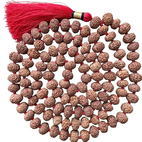 INFINITY GEMS Natürliche AAA Große 8 Mukhi Rudraksha Mala, 108 Mala Perlen, 8 Mukhi Rudraksha Halskette, Gebet Mala, Meditation Mala, Japa Mala