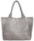 IwIeIaIrI Gewebte Tasche für Damen, große Kapazität, Reisetasche, silberfarbenes Leder, geflochtene Schultertasche für Sommer, Strand und Einkaufen, silber, Large