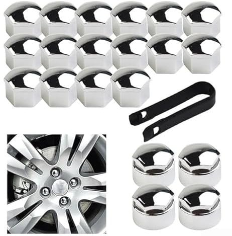 Chrome Nut Cap Wheel Bolts, Chrome Hexagonal Plating Chrome Wheel Nut Cover Bolt, Car Wheels Protection (16 Standard Sizes + 4 Locking Sizes)