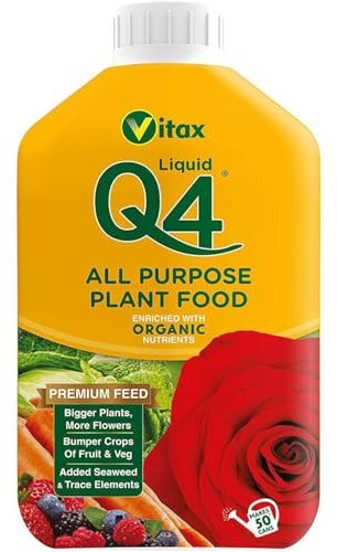 AMK® Vitax Q4 All Purpose Liquid Fertiliser Plants Feed Food Concentrate 1L Organic Fruit Veg Flowers Garden Gardening