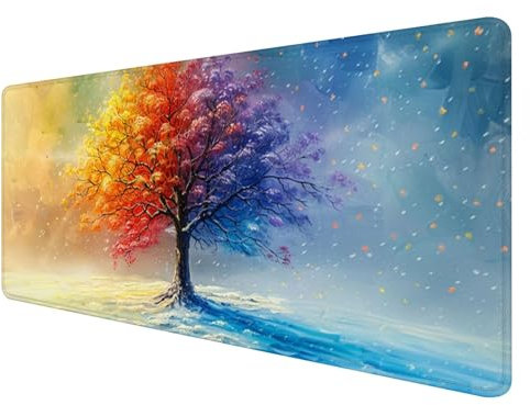 Mauspad XXL, 1200x600mm Gaming Mauspad Landschaft, XXL Mousepad Groß mit Rutschfeste Gummibasis, Mauspad Lebensbaum Wasserdicht & rutschfest, Großer Erweiterter Schreibtischunterlage für Office K-8