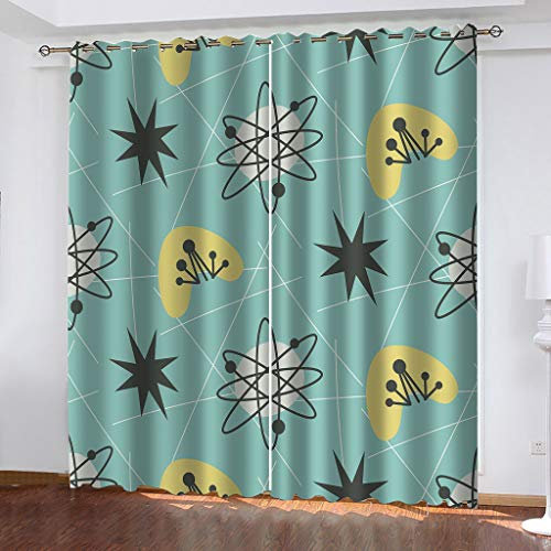 FYRHLH Schiebevorhänge Abstrakt Vorhang Blickdicht Schlafzimmer Kinderzimmer Verdunkelungsvorhang Thermo Vorhänge Ösenvorhang 2 Stücke Größe:B336 x H229cm