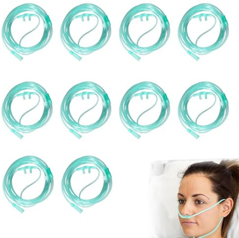 10 Gafas de Oxígeno para Adultos, Tubo de Oxígeno de Silicona Transparente, Cánula de Oxígeno Nasal Montada en la Cabeza, Adecuado para Equipos de Terapia Respiratoria y de Inhalación