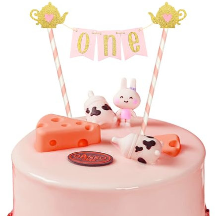 Tea Party Cake Bunting,Tea For One Birthday Cake Topper,Afternoon Tea Decorations for Baby Shower Supplies
