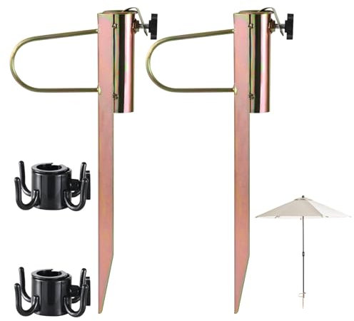 FIFIBANG 2 Stück Metall Sonnenschirmhalter, Rasendorn Sonnenschirmständer Sonnenschirm Halterung für Sonnenschirme mit Ø 20-35mm geeignet