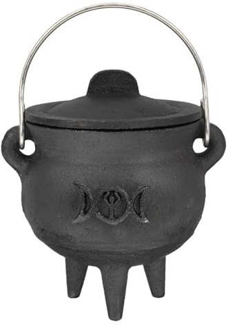 Cuenco de caramelo de hierro fundido - Caldero de Halloween con tapa, decoración de caldero de bruja | Con asa de transporte y tapa de hierro, olla de hierro fundido para Halloween, caldero decorativo