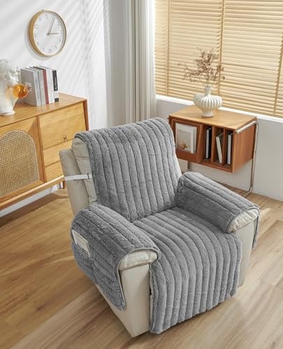 EBETA Relaxsesselhussen Liegesesselbezug Sesselbezug Sofa Armlehnenbezüge, Husse für Loungesessel Sesselschoner Sesselauflage, Schutzbezug Anti-Rutsch (Grau)