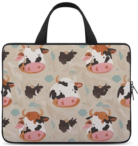 Laptop Case Sleeve Shockproof Computer Carrying Bag Cow Print Laptop Bag Tote Lightweight Notebook Case Cover Traveling Briefcase Handle Bags for Travel Business 17inch, Cow Print, 17