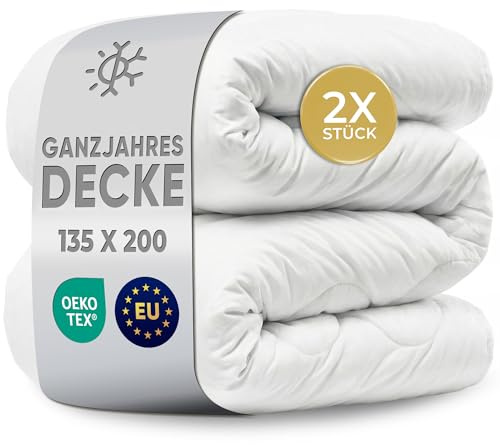 LILENO HOME Bettdecke 135x200 Ganzjahresdecke (2er Set) | 95°C waschbar, | Sanitized & Oeko-Tex Decke 135x200 | Allergikerfreundlich, Geräuscharm & Wolkenweich | Mikrofaser Blanket Made in EU