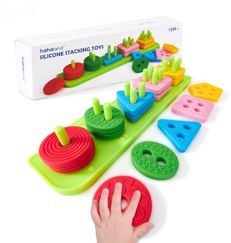 hahaland Gioco Sensoriale Silicone Bambini 1 Anno, Gioco Impilabile Morbido
