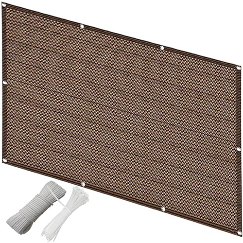 Sonnensegel für den Garten, 1,8 x 3 m, UV-Schutz, Windschutz, Staubschutz mit Bindeseilen und Kabelbindern für Zaun, braune Seitenmarkise, Outdoor-Schattenlösung