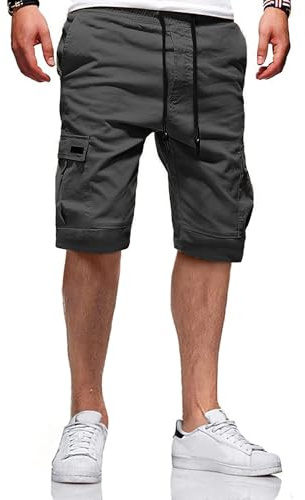 ZITY Mens Cargo Shorts Combat for Men UK Cotton Shorts Multi Pocket Work Casual Summer Short Grey