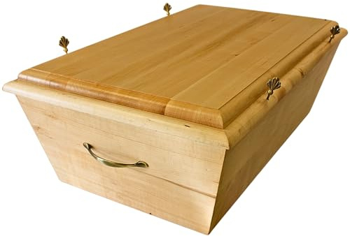 Hochwertiger würdevoller XXXL Eichenholzsarg für große Tiere, Tiersarg, Sarg große Hunde, Sarg Schäferhund, Bestattungskiste massiv für größere Tiere, aus Holz in naturfarben, L/B/H 82 x 50 x 27 cm.
