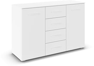 Rauch Möbel ADITIO, Kommode, Farbe Weiß, Breite 120 cm | Sideboard im zeitlosen Stil, 2-türig, 4 Schubladen, Soft-Close-Funktion, für Schlafzimmer, Gästezimmer, Wohnzimmer, Flur