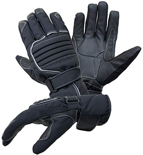 PROANTI Motorradhandschuhe Regen Winter | wasserdicht mit Membrane | gefüttert für mehr Komfort | Handfläche aus weichem Rindsleder | Soft-Protektor für Knöchelschutz | reflektierender Streifen