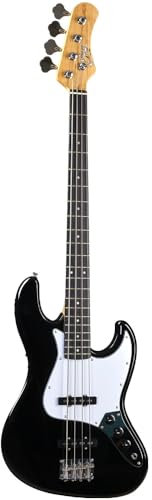 Eko VJB-200 BLACK, Basso Elettrico con Manico in Acero di tipo Bolt corpo Tiglio, Colore Nero