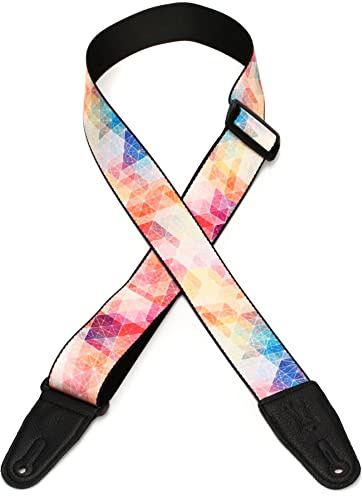 Levy's Leathers 2 Graphic Waves Series Guitar Strap with Genuine Leather Ends and Tri-Glide Adjustment, Iridescent (MDL8-014)