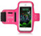Fitness Guru Running Armband Phone Holder Compatible with iPhone X, 8, 7, 6 Samsung S9 and all Smartphones up to 5.2 inches - Sweat Resistant Universal Sports Strap with Key, Card, Earphone Cable Holders (Pink)