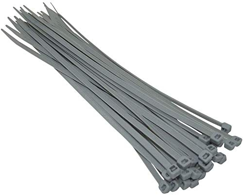 KafTon Pack of 100 Silver Cable Zip Ties, UL Nylon, Perfect for PC, Bicycle Tie Wrap DIY Home Wire Vegetable Garden Office (370mm x 7.6mm) Silver