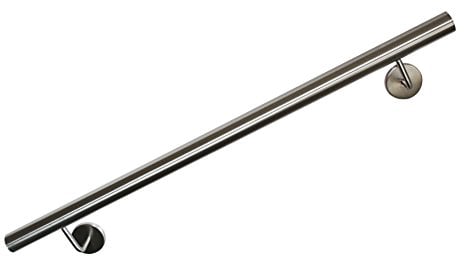Edelstahl Handlauf V2A 42,4mm 240K geschliffen Wandhandlauf mit leicht gewölbter Endkappe - UNGETEILT - 600 mm