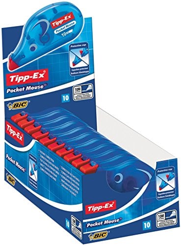Tipp-Ex Korrekturroller Pocket Mouse mit Schutzkappe, 10m x 4.2mm, 10er Pack, Ideal für das Büro, das Home Office oder die Schule