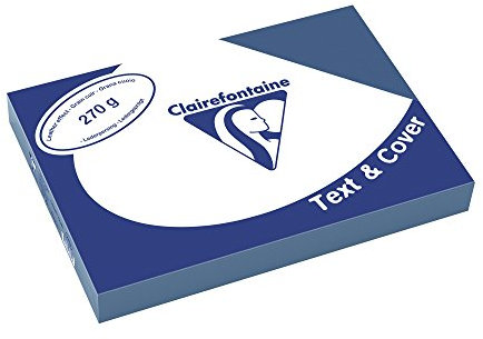 Clairefontaine 2707C Druckerpapier Text & Cover DIN A4, 21 x 29,7cm, 270g, 1 Ries mit 100 Blatt, Ledergeprägt Marinenblau