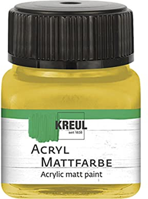KREUL 75230-Pintura acrílica Mate, Dorada en Bote, Pintura al Agua cremosa, Opaca, de Secado rápido, Adecuada para Muchas Superficies Diferentes, Gold, 20 ml (Pack of 1), 20