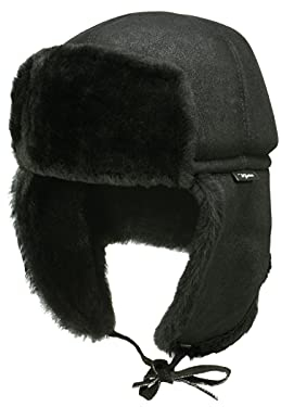 Wigens Knut Toscana Fellmütze aus gewachstem Lammfell - Schwarz (999) - 55 cm