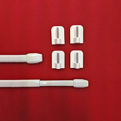 Easy-Shadow - 2 Stück Vitragestangen 100-140 cm inkl. 4 Stück Klebehaken - Gardinenstange Teleskop-Stange ausziehbar für Scheibengardine 11 mm Höhe - weiß
