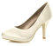 Womens Ladies mid high Heel Platform Work Evening Court Shoes Pumps, Ivory Satin, 7 UK