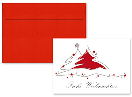 5er Pack Klappkarten mit Umschlag Weihnachtskarte Tannenbaum Grußkarte Glückwünschkarte Klappkarte Karte mit Umschlag DIN C6