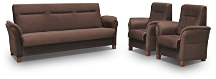 mb-moebel Polstergarnitur Sofa Set 3er Couch & 1er Wohnlandschaft 3-Sitzer und Zwei Sessel Möbel Set - Anna (Braun)