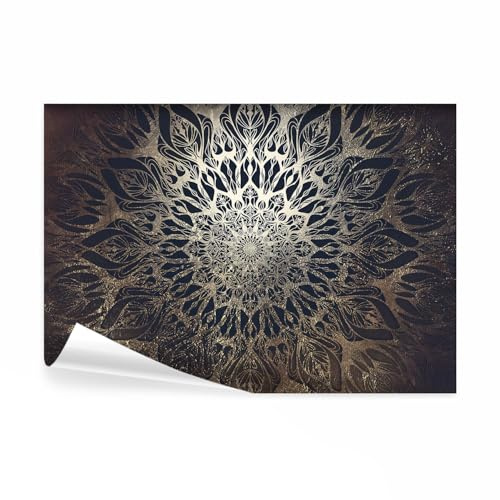 decomonkey Fototapete Mandala Modern, 400x280 cm, XL, Orient Zen Ornament | schwarz, gold, Tapete, Wandbild, Bild, Fototapeten, Tapeten, Wandtapete
