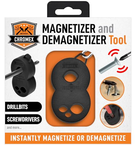 Magnetizer Demagnetizer Tool for Screwdrivers and Bits with Carabiner Hook for Keychains or Belt Loops (Yellow)