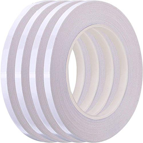 Outus 4 Roll Double Sided Fabric Tape for Clothes 1/4 In x 22 Yard, 4 Roll | Quilting Tape, No Sewing or Ironing Required for Cloth Pants DIY Repairs Fabric Bonding, Washable Adhesive Removes with Water