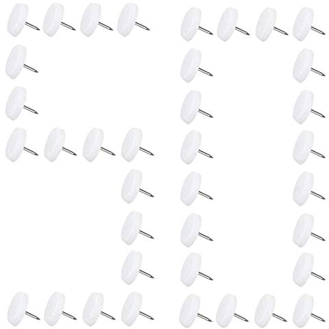 ManLee 50pcs Patin Glisseurs pour Meuble Tampon Pied Teflon a Clouer avec Vis Patin Chaise 20mm Quincaillerie du Meuble pour Protege Pied a Clouer de Meuble et Plancher - 5mm d'épaisseurs (20mm)
