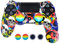 Skinown Coque de protection antidérapante en silicone pour manette de PS4 avec 4 poignées de pouce crâne