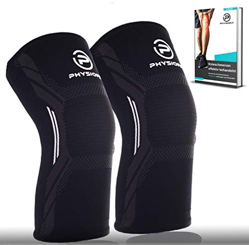 PhysioFit Kniebandage 2er Set - Kniebandage Damen- Kniebandage Männer- Bandage Knie schmerzen - 2 Sport Kniebandagen - Knee Support - Kniebandage meniskus- Knieorthese - Knie Bandage - Kniestütze