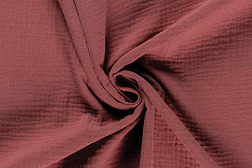 50x130cm Musselin Stoff uni Oeko-Tex zertifiziert Meterware Mulltuch Baumwolle, Farbe:rotbraun