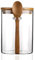 MOLADRI 15 oz/450 ml Glass Storage Canister with with Airtight Lid, Cute Clear Decorative Container Jar with Wooden Spoon for Coffee Spice Candy Salt Cookie Condiment Sugar Matcha Tea Overnight Oats