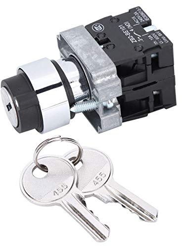 Jeanoko Schlüsselschalter + Schlüssel ZB2-BE Auto-Reset Schlüsselschalter Elektrische Verriegelung Umwandlung Stoßfeste Drehverriegelung ZB2-BE101