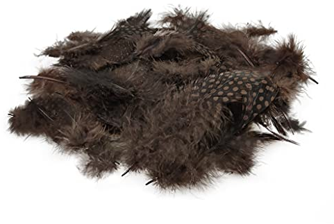 Netuno 150 Stück Deko Federn Braun 6g Perlhuhn Gepunktete Schmuckfedern Vogelfedern Bastelfedern Natur für DIY Basteln Dekoration Ostern Weihnachten Dekofigur