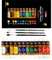 Kit de peinture acrylique pour artistes et débutants Peintures artisanales pour papier toile peinture sur pierre bois céramique et tissu Couleurs vives Non toxiques Avec 3 pinceaux (Lot de 12)